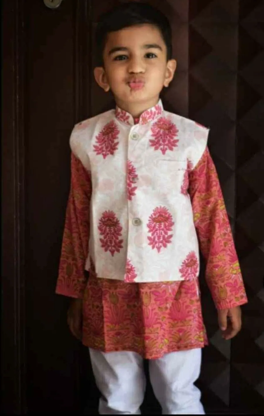 Boys Floral Kurta Set by Stay Desi Kids Ethnic Wear