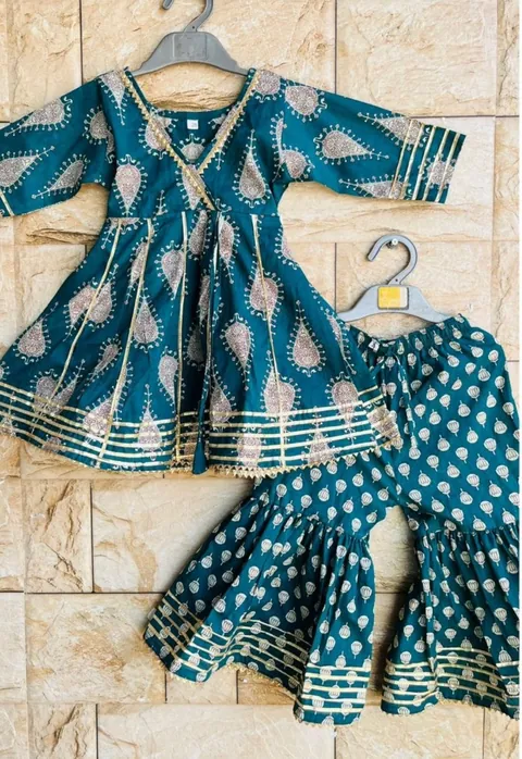 Frock Style Kurta & Sharara Set, kids ethnic wear by Stay Desi