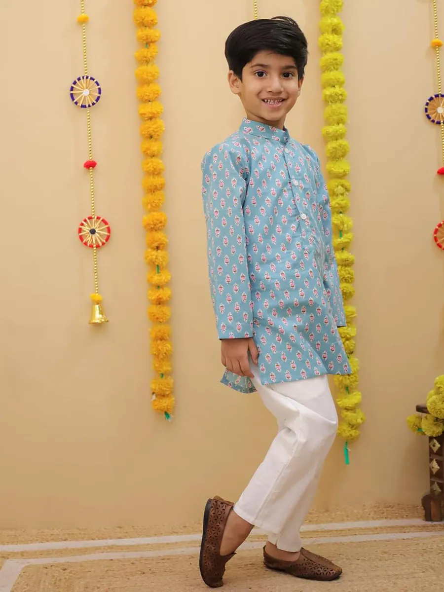 Light Blue Kurta Pajama Set, view 2