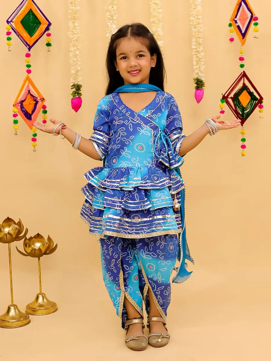 Bandhni Print Blue Dhoti Style Suit