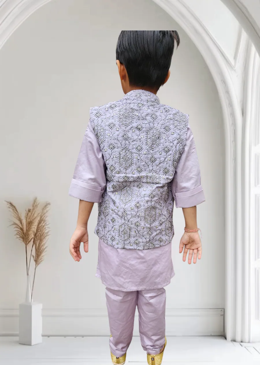 Lavender Kurta Jacket Set, view 2