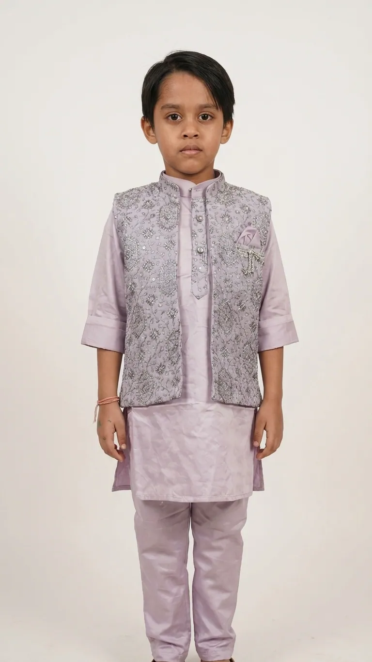 Lavender Kurta Jacket Set, view 4