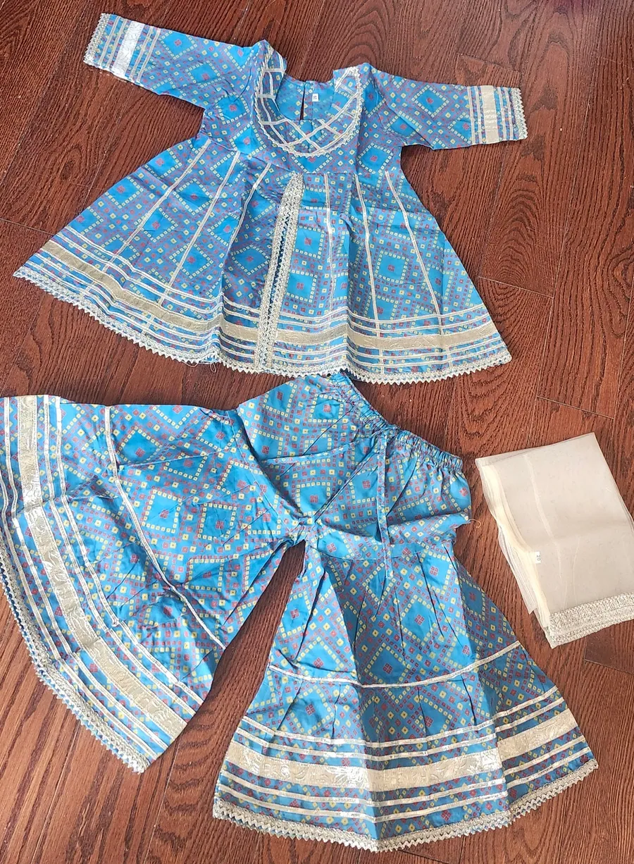 Jaipuri Print Blue Sharara, view 3